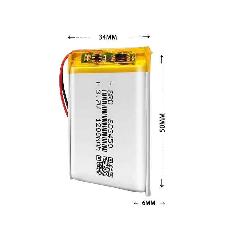 603450 3.7V 1200mAh Lithium Polymer Rechargeable Battery Li-ion Cell For MP4 GPS PSP PAD LED Lights DVD Toy Tablet PC Stopwatch