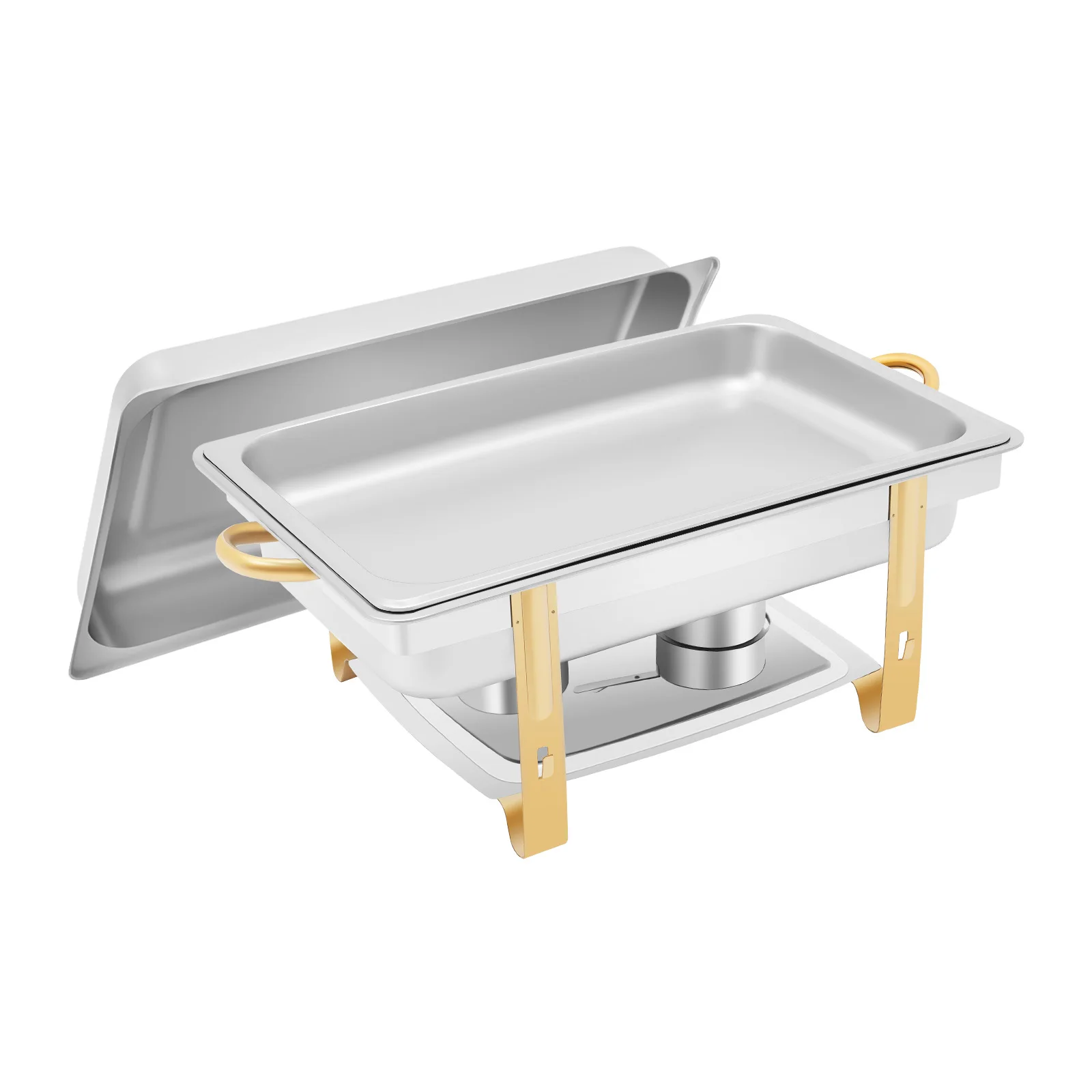 

9 Litre Stainless Steel Single-compartment Dining Stove Food Warmer with Lid Warming Container for Catering Buffet and Party