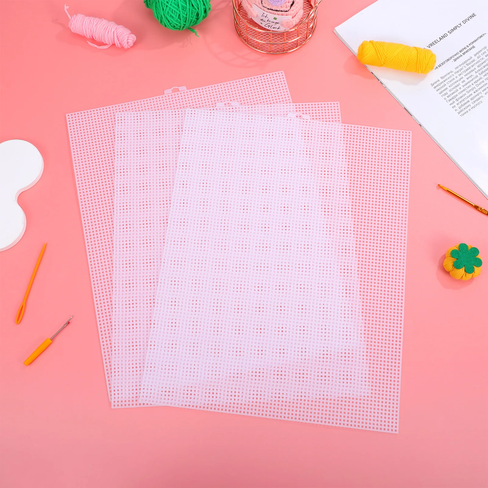

3Pcs Transparent Plastic Mesh Canvas Sheets Cross Knitting Sheets 26x33.5cm Breathable Sewing Quilting