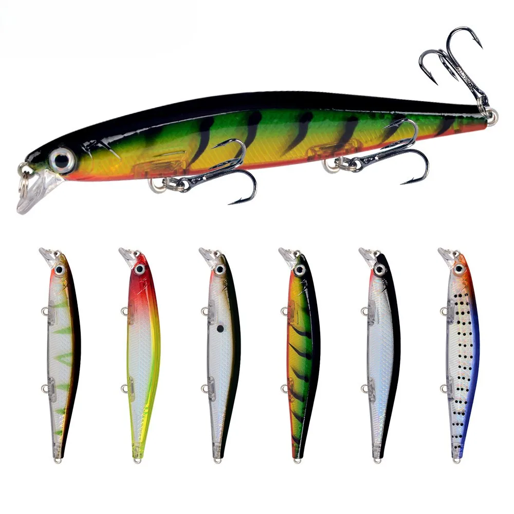 

Sinking Minnow Lure 11cm 13.7g, with Rattle & 3D Eyes, Hard Bait for Bass Pike Fishing, Freshwater Saltwater Crankbait