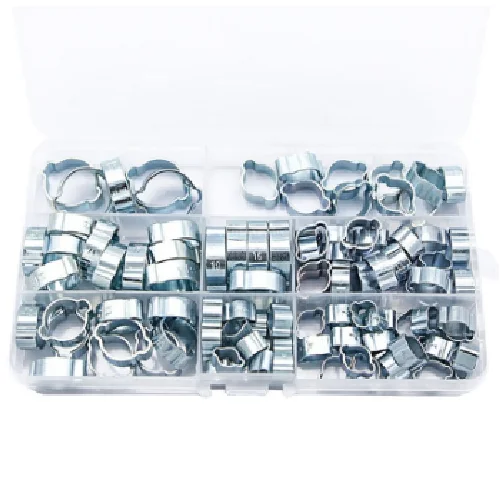 100Pcs 1Set Double Ear Clamp O Clips-Crimp Clip Air Silicone Petrol Water Fuel Hose Pipe Stainless Steel Hose Clamps Cinch Ring