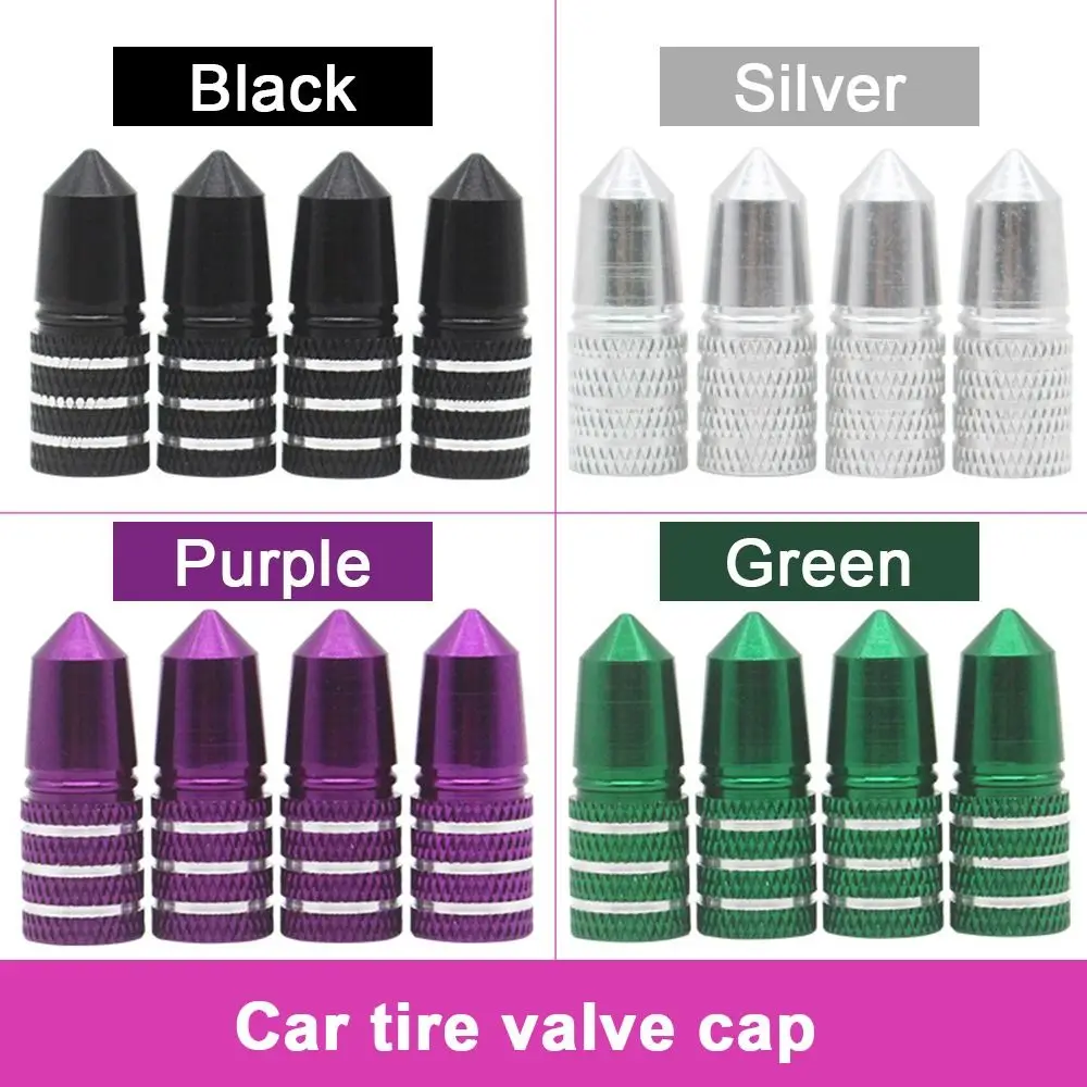 4pcs Aluminum Colorful Car Tire Valve Cap Anti Rust Leak Proof Dust Proof Anodized Tire Valve Caps