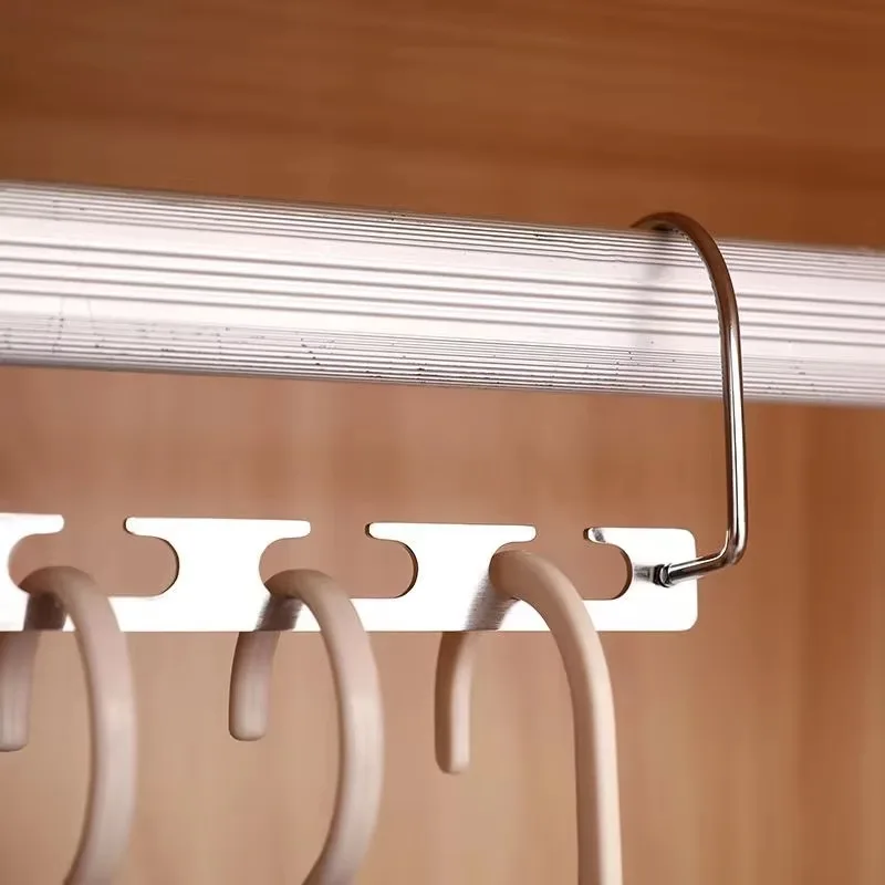 6 Hole Stainless Steel Hanger Multifunctional Space Saving Metal Hangers with Magical Hook Clothing Wardrobe Organize Holder