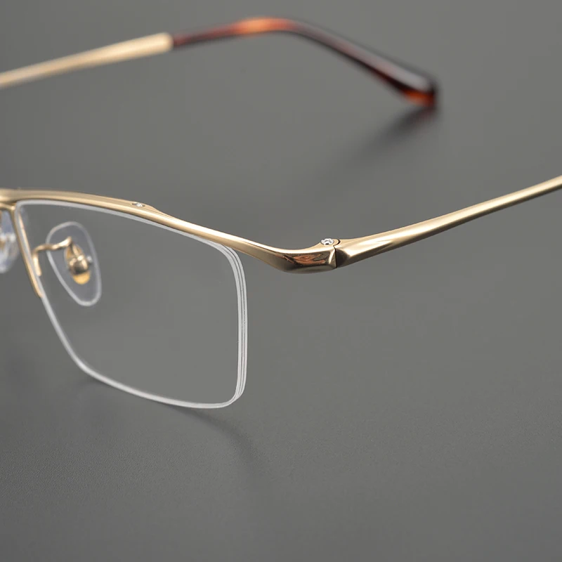 Ultra-light Pure Titanium Glasses Frame Business Half Frame Men's Myopia Anti-blue Prescription Eyeglasses Spectacles Handmade