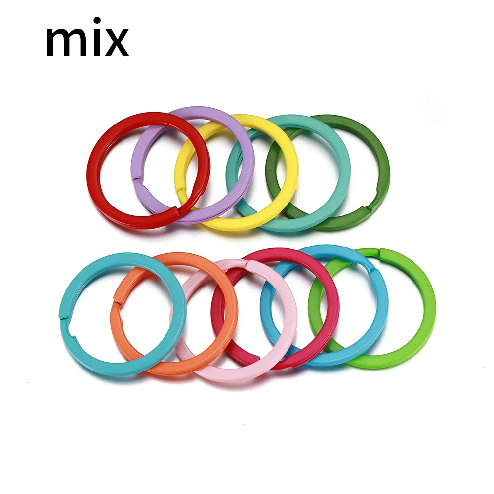 10pcs 30mm Colored Round Key Ring Split Rings for DIY Keychains