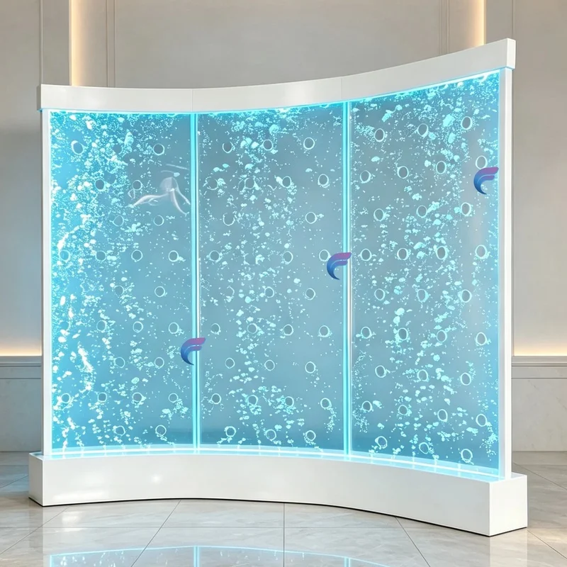 custom.Modern Acrylic Bubble Wall Hanging Divider 1 Panel Curved Translucent Sea Life Design Indoor Room Partition LED Lig