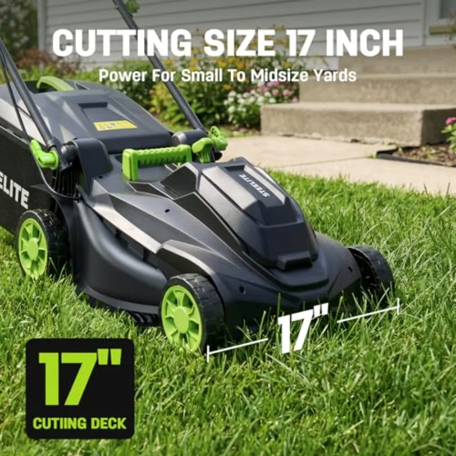 40V 2×20V 17-Inch Cordless Lawn Mower Combo, Brushless Electric Mower, 12-Inch Weed Wacker 500CFM Leaf Blower, with 3 Batteries