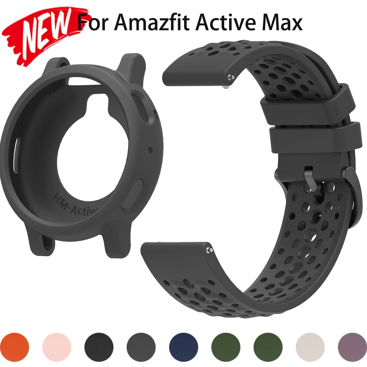 Silicone Case + Strap for Huami Watch Amazfit Active Max Breathable Sport Band Soft Protective Cover for Amazfit Active Max Belt