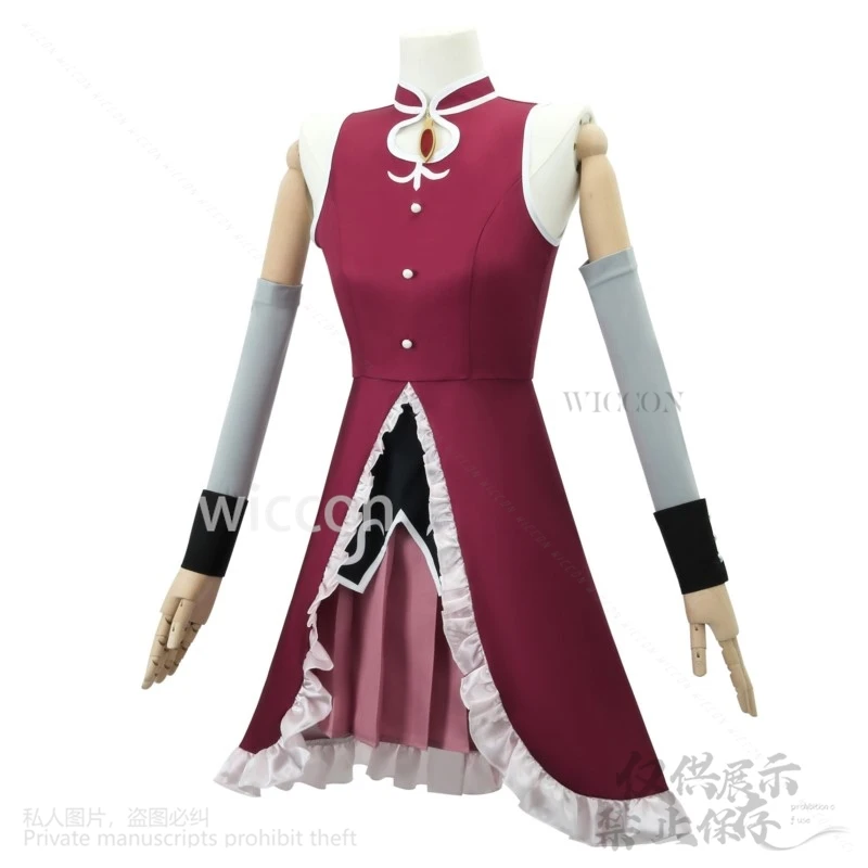 أنيمي Puella Magi Madoka Magica تأثيري ساكورا كيوكو فستان أحمر موحد لوليتا الباروكات للفتيات هالوين عيد الميلاد كوس مخصص