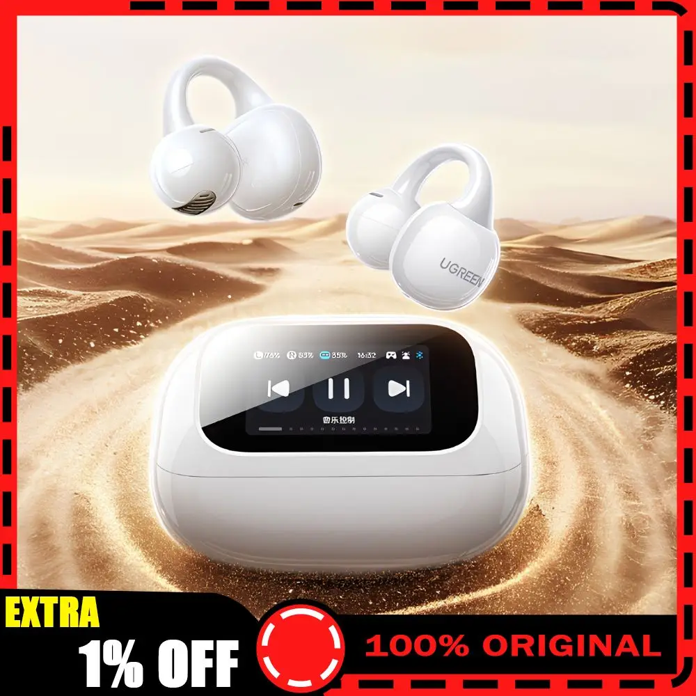 UGREEN S6/T6/H6 Magic LCD Full Color Smart Screen Wireless TWS Bluetooth Earphones Earbuds Headphones AI Call Noise Cancellation