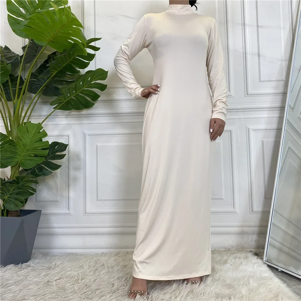 UNI New Muslim Women Inside Join Dress Middle East Dubai Abaya Turkey Kaftan Islamic Clothing Femme Arabic Solid Color Vestido