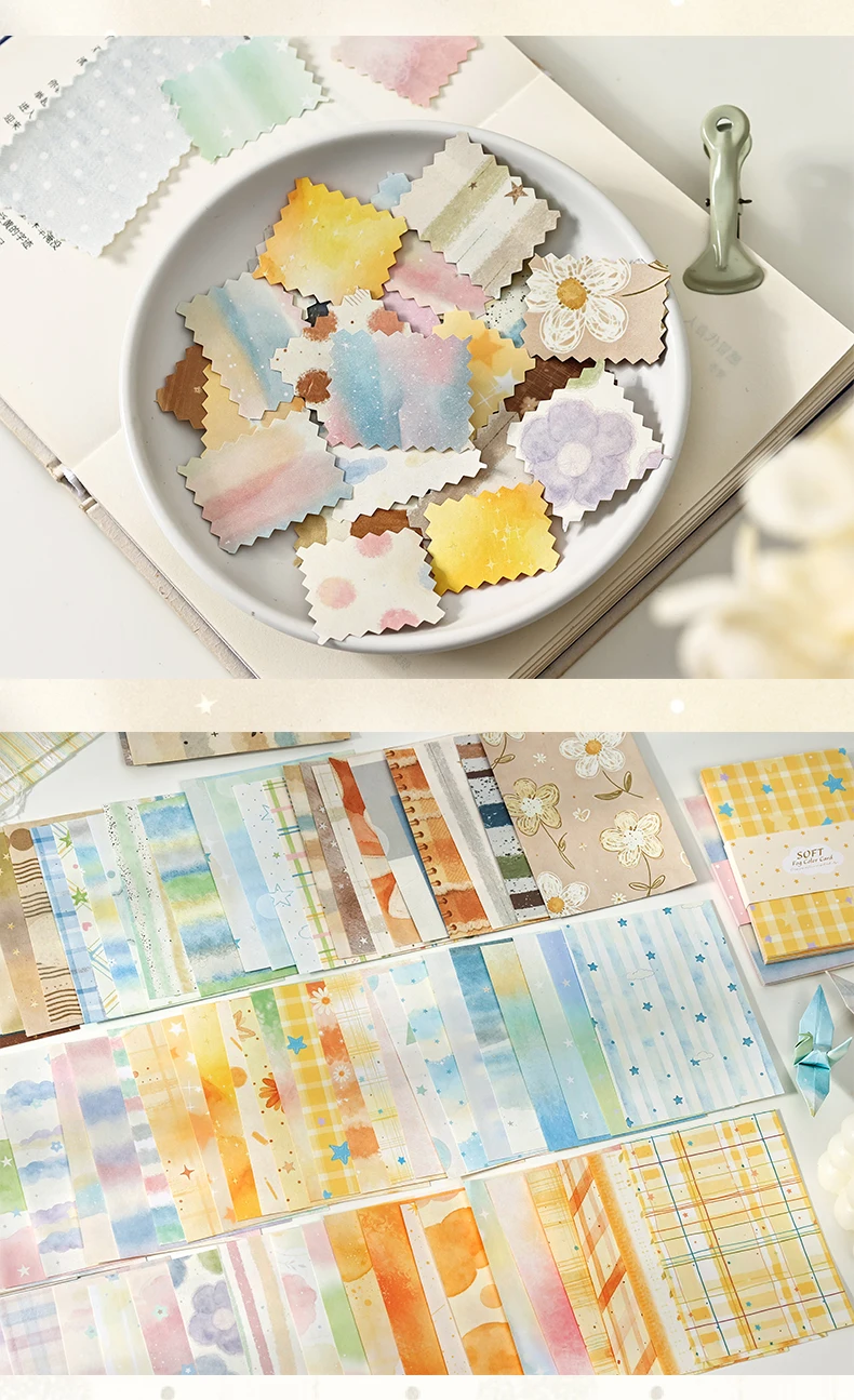 Journal GO 30 Stück Weiche Nebelfarben-Karten Doppelseitiger Papierblock Weißes Kraftpapier für Journaling, Scrapbooking, DIY-Basteln – Detail 7