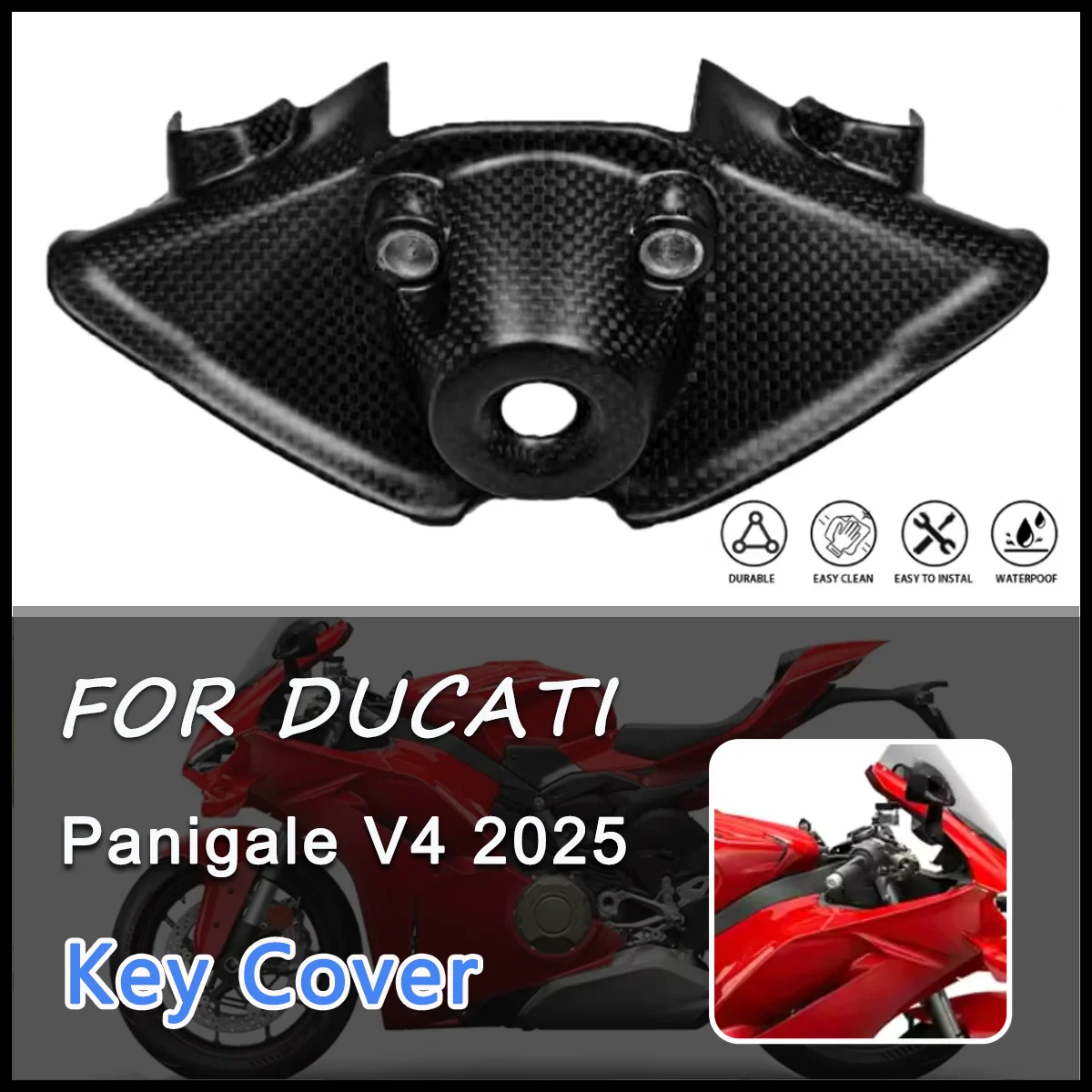 

For DUCATI Panigale V4 2025 3K 100% Dry Carbon Fiber Motorcycle Accessories Front Tank Switch Keychain Guard Parts Fairing Kits