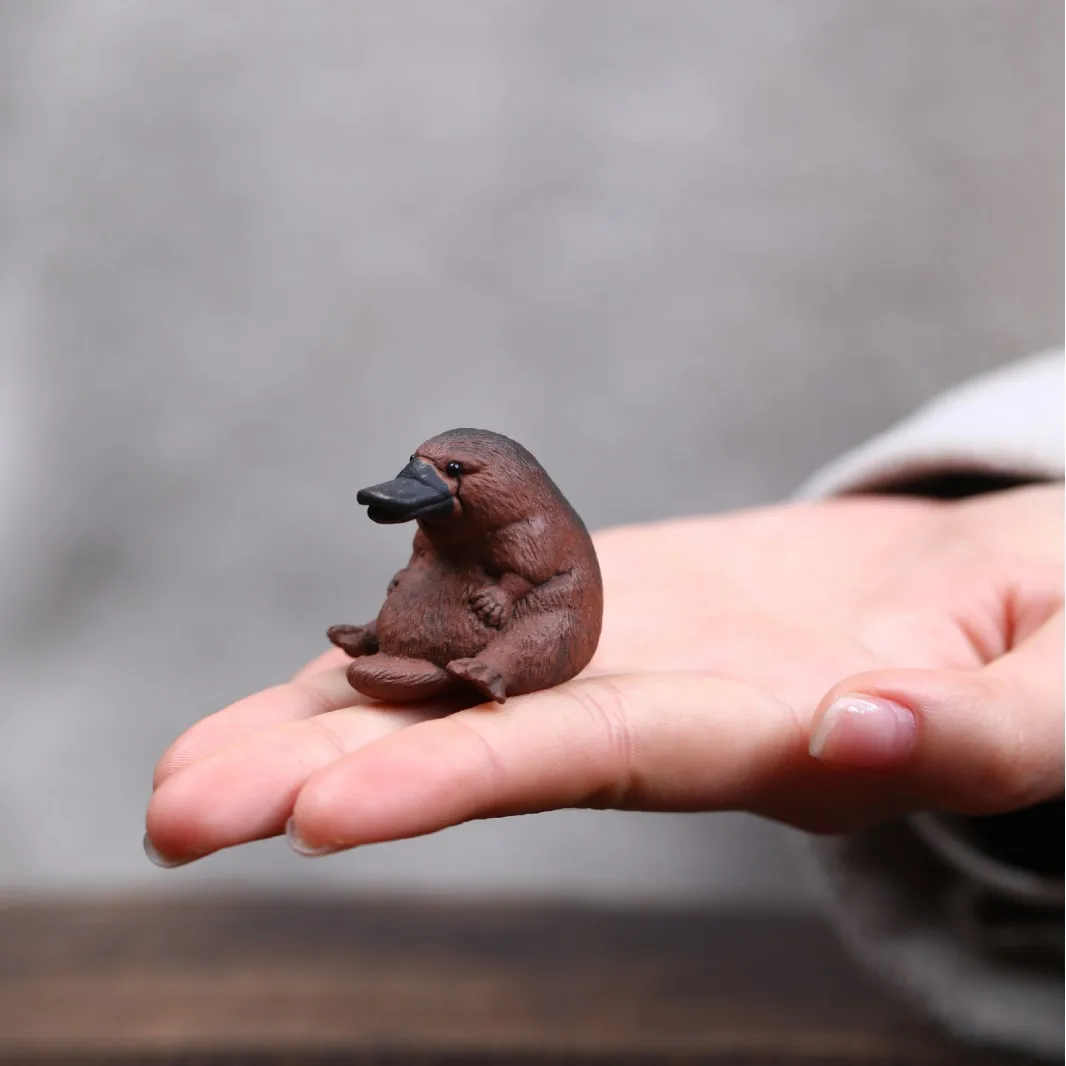 Purple Clay Pet Platypus, Handmade By Famous Artisans, Made From Natural Ore, Can Be Nurtured, Mini Cute Animal Tea Table