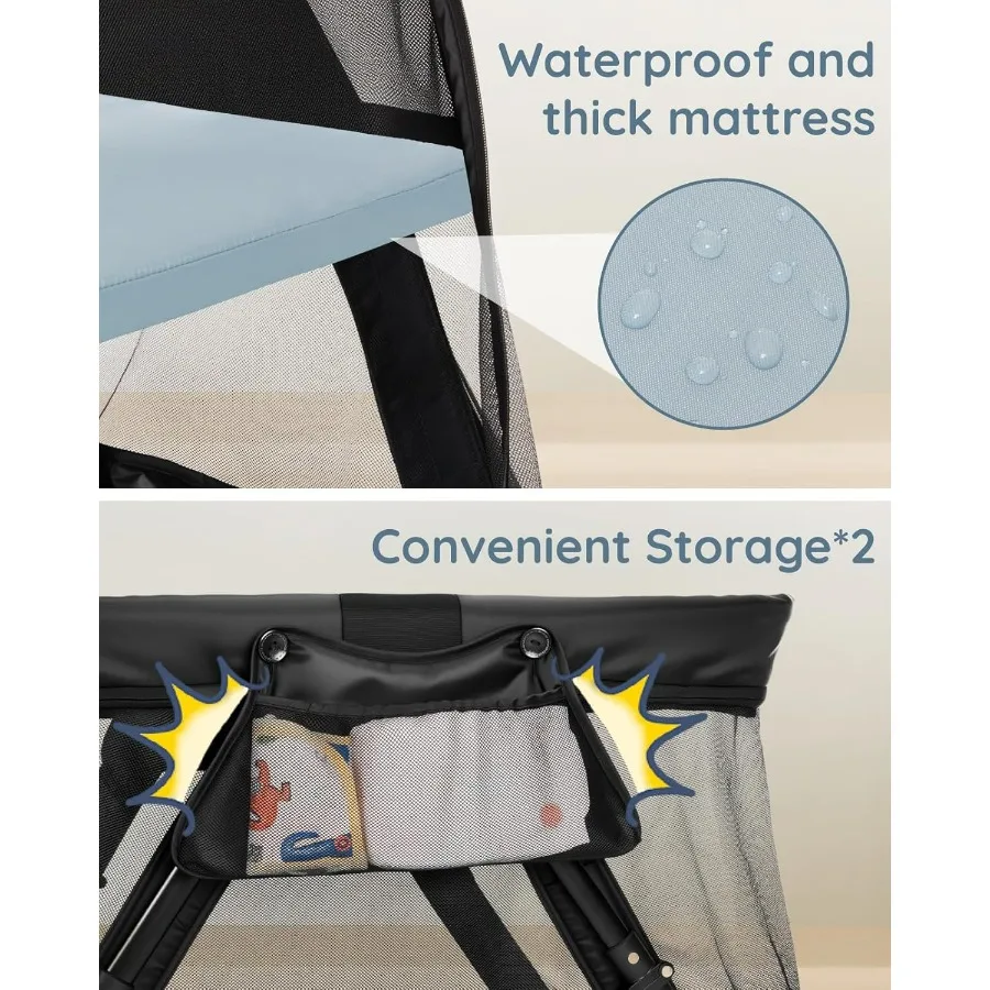 Culla da viaggio 2in1 Culla portatile con zaino per genitori OntheGo Box da viaggio leggero per bambini con design pieghevole e spesso