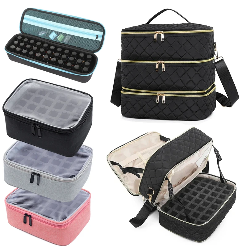 

80Grids Nail Polish Storage Bag Essential Oil Case Portable Cosmetic Large Shoulder Organizer with Handle for Travel Nail Salon