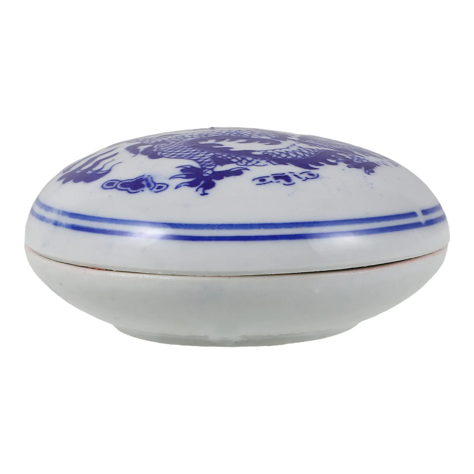 

Chinese Calligraphy Ink Pad Ceramic Blue White Porcelain Dragon Paste Container Seal Inkpad for Painting Brush Stamp