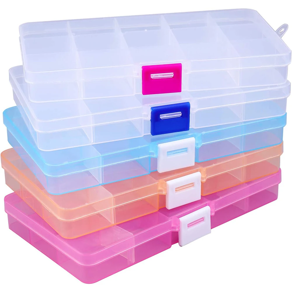 

Пластиковый органайзер для украшений на 15 ячеек с регулируемыми разделителями: прозрачный контейнер для серег, колец, бусин и других украшений