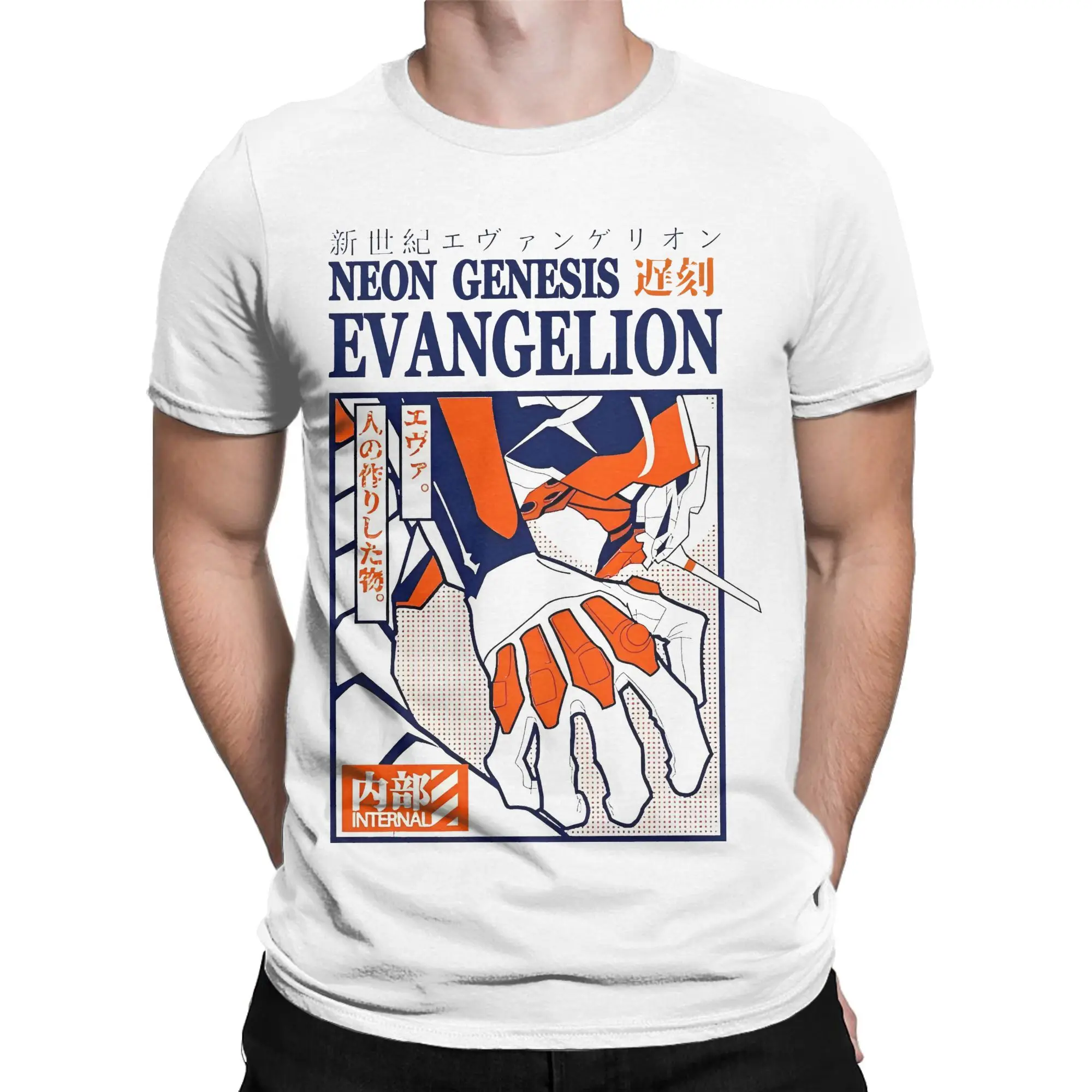 Kawaii EVANGELION Robot  T Shirt Men O-neck Short Sleeve Clothing EVA  Anime Cotton Summer TopsTops