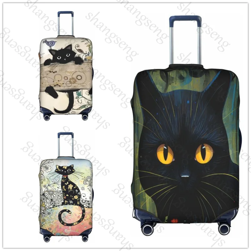 

Защитный чехол для дорожного чемодана с рисунком кота в стиле ретро, чехол для чемодана, эластичная защита, моющийся чехол для багажа, 18–32 дюйма