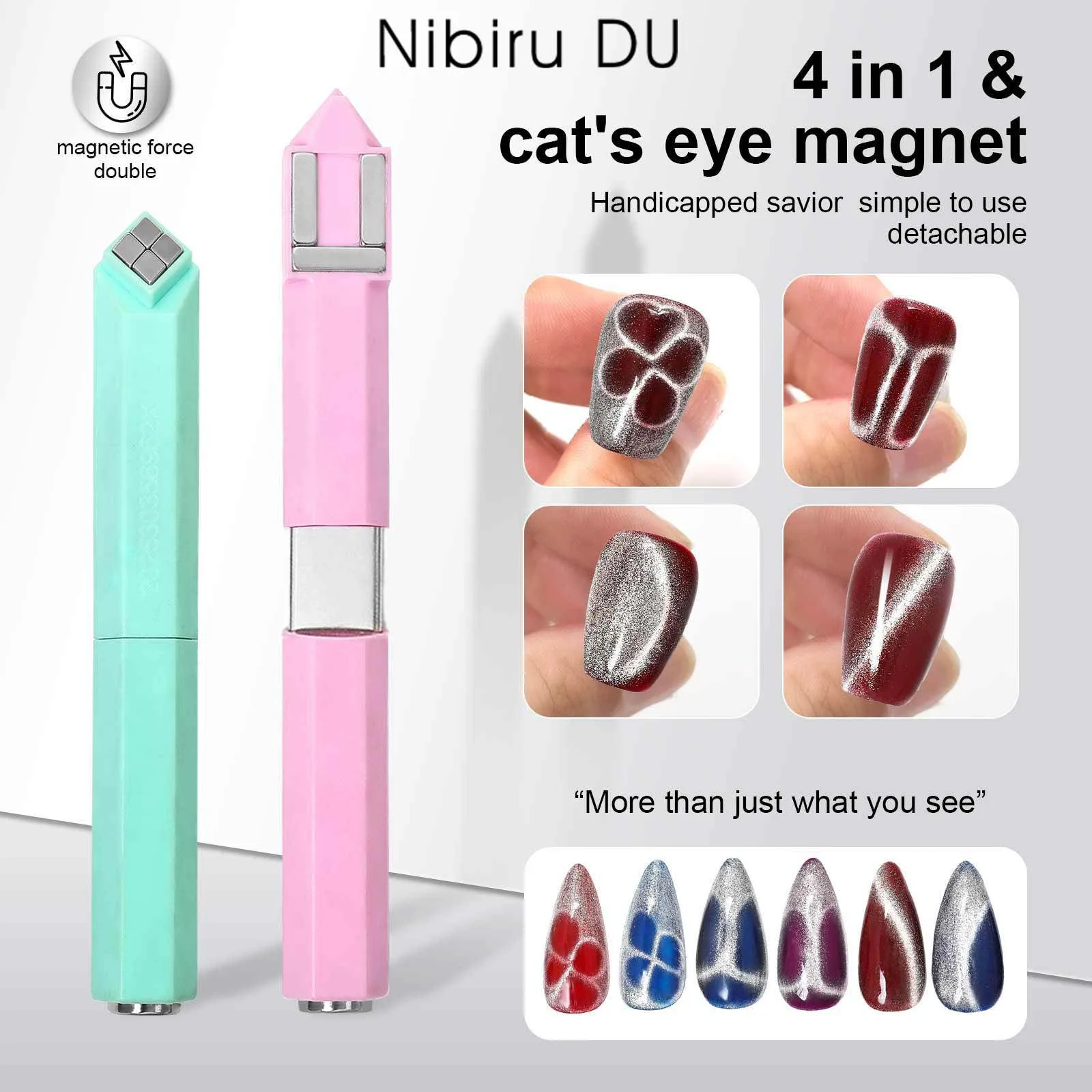 

4 in 1 Multifunctional Strong Magnetic Nail Art Magnet Tools for Cat Eye Effect 3D Four-leaf Clover Pattern Gel Manicure Polish