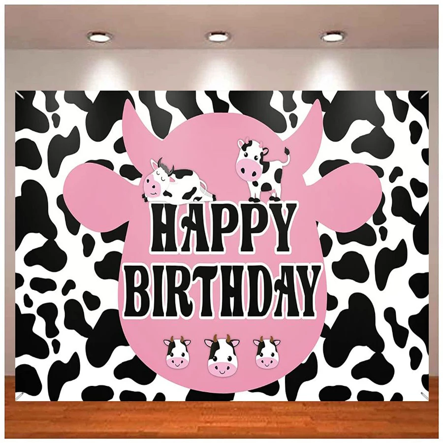 

Photography Backdrop Farm Animals Background Cow Spot Happy Birthday Party Background For Kid Baby Shower Banner Decorations