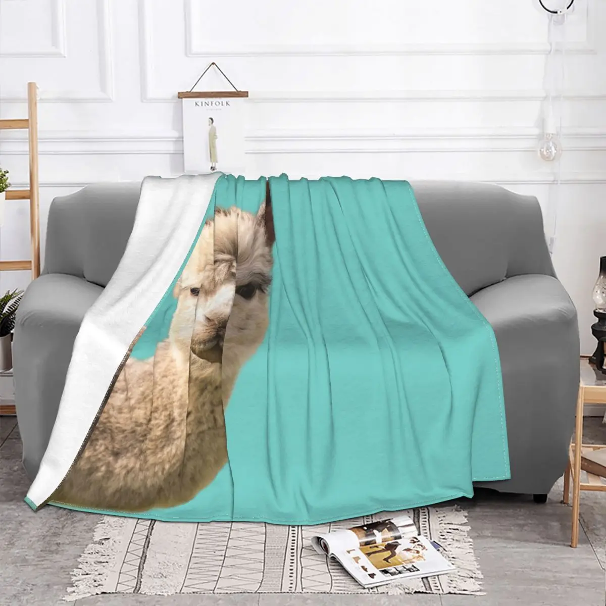 Funny Alpaca Blanket Llama Isolated Wool Vintage Warm Throw Blanket for Coverlet Textile Decor