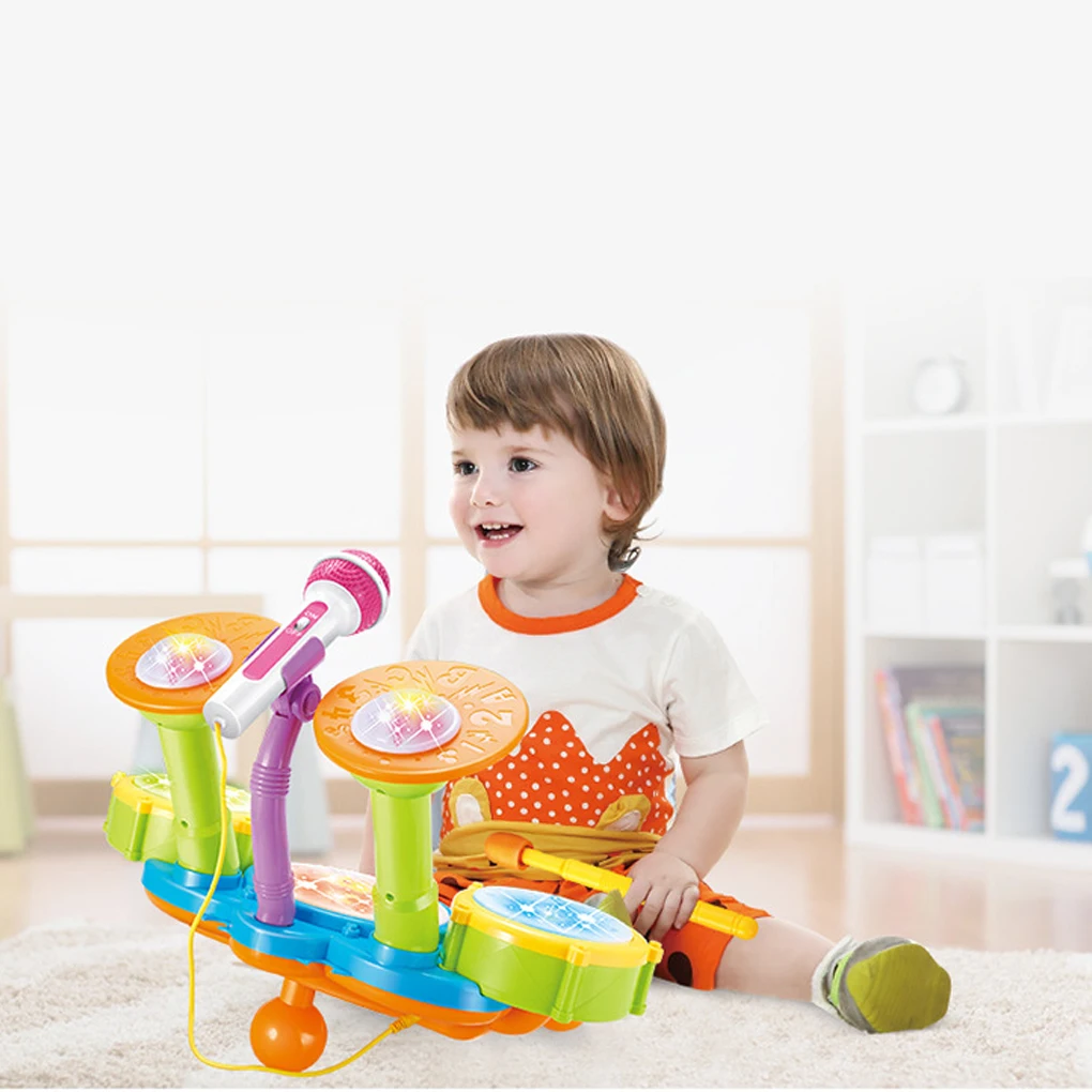 

Powerful Beat Kids Drum Set - Easy To Play And Rhythmic For Musical Toddlers Gentle Shake Baby Drums