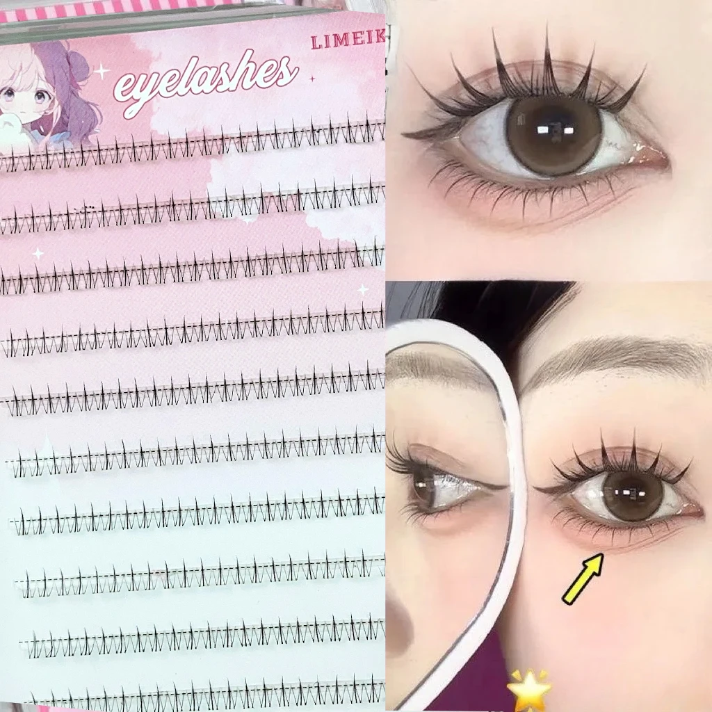 240 clusters of small flames, glue-free lower eyelashes, natural simulation, segmented transparent stems, super soft