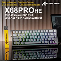 Teclado con interruptor magnético ATTACK SHARK X68HE X68PRO HE y FREEWOLF F68 Cableado F68Pro Wireles con velocidad de informe de 8000 Hz y luz RGB