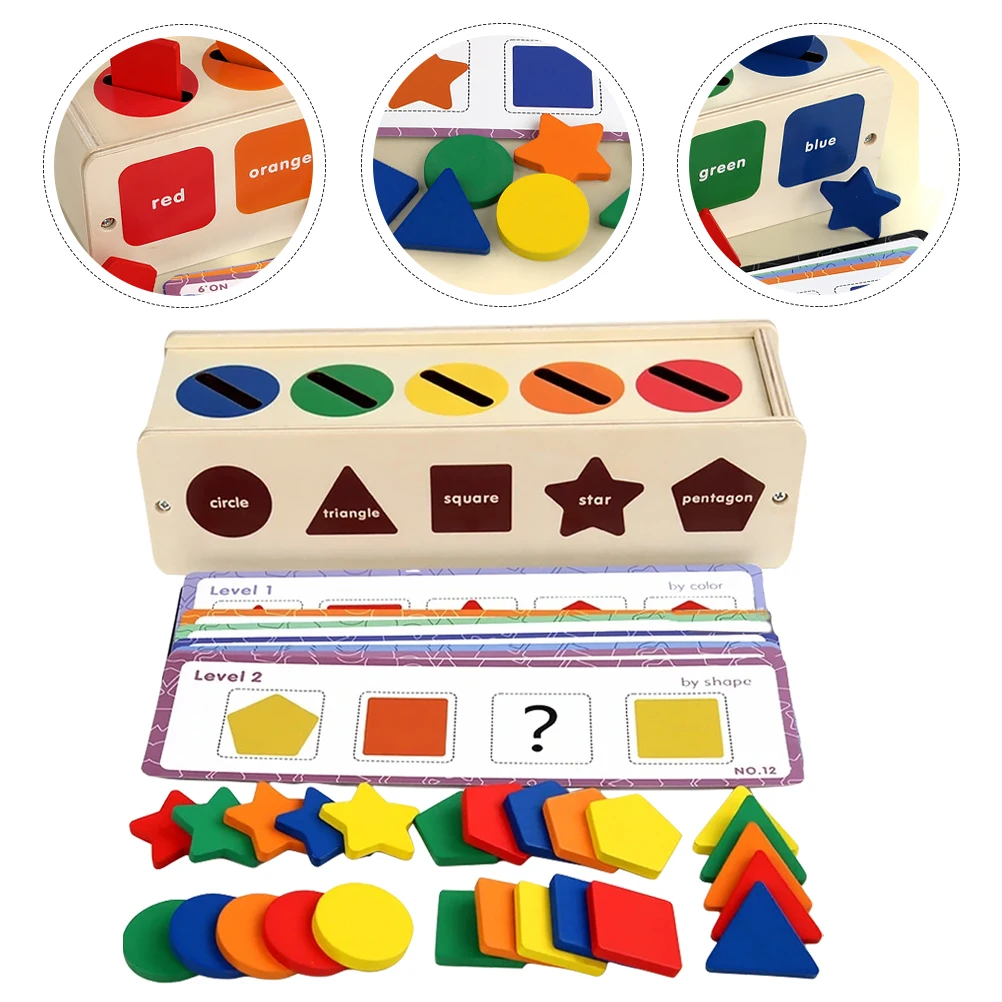 

1 Set Wooden Shape Sorter Sensory Blocks Kids Plaything Educational Toddler Concentration Color Cognition Training Game Funny