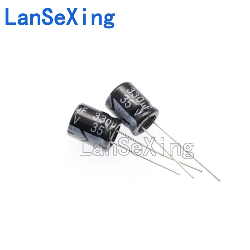 Capacitor eletrolítico de alumínio, Inline, 35V, 330UF, volume 10*13