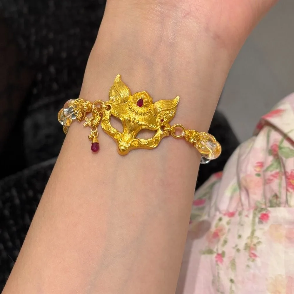Minority Design Exquisite Vixen Mask Bracelet Elegant Alloy Chinese Style Necklace Diy Trendy Handmade Bead Bracelet Girls