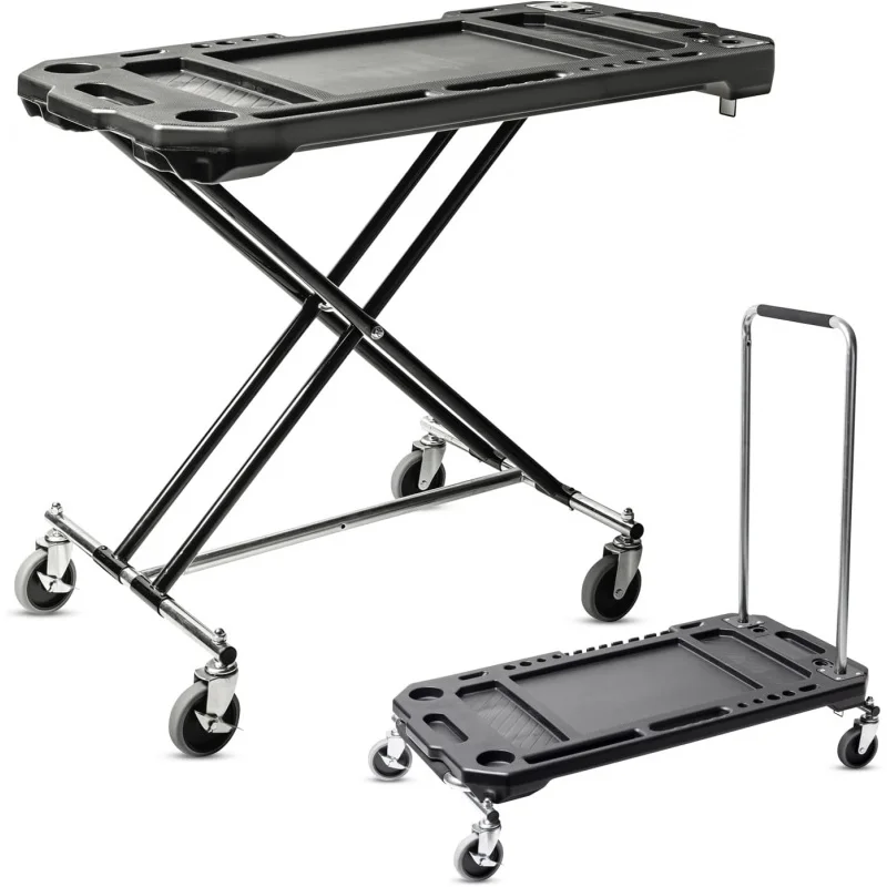 Powerbuilt Adjustable Work Table with Tool Holders and Convertible Dolly Function, Multi-Use, Home, Garage, Worksite