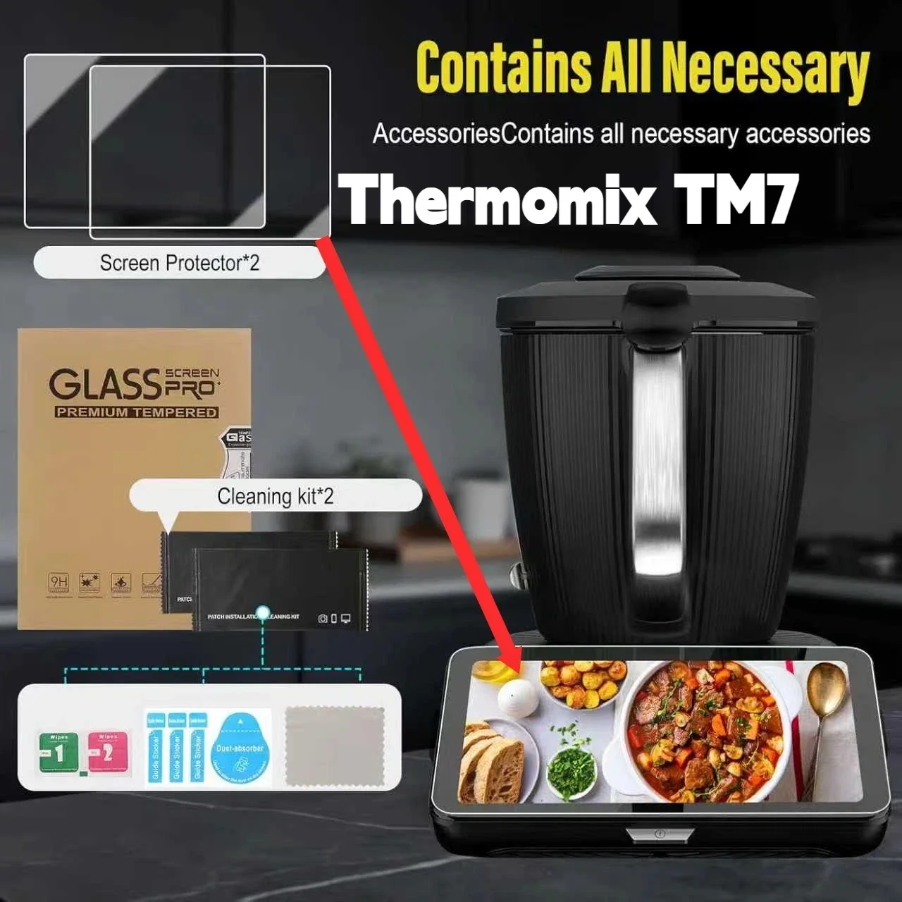 

For Thermomix TM7 screen tempered glass film, Meishanpin food processor screen tempered glass film