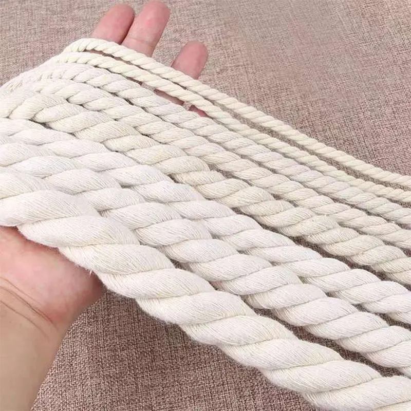 Imagen 4: Cuerda trenzada de algodón de 4-20mm, cordones de macramé de algodón Natural para manualidades DIY, decoración del hogar, Material de tejer, cuerdas de boda