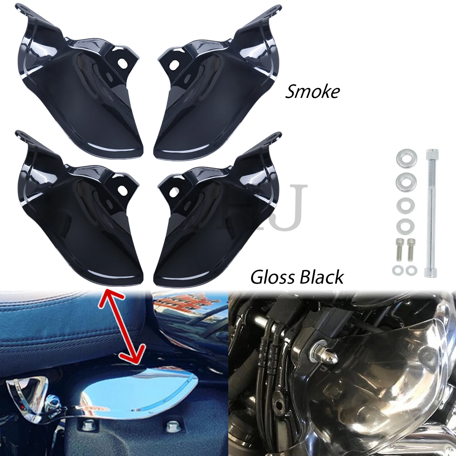 Motorcycle Saddle Shields Air Heat Deflector Gloss Black/Smoke For Harley Softail Fat Bob Fat Boy Heritage Classic 2018-2022