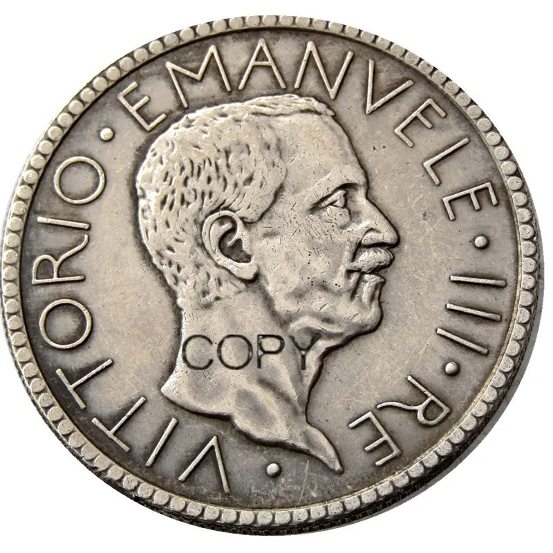 

Italy 20 Lire 1927 or 1928 R 2pcs Silver Plated Copy Coins