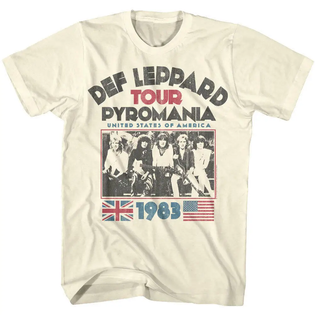 Fit Def Leppard Rock Punk Men's T-shirt with Leopard Pattern Printed Directly on The Fabric From The 1980s