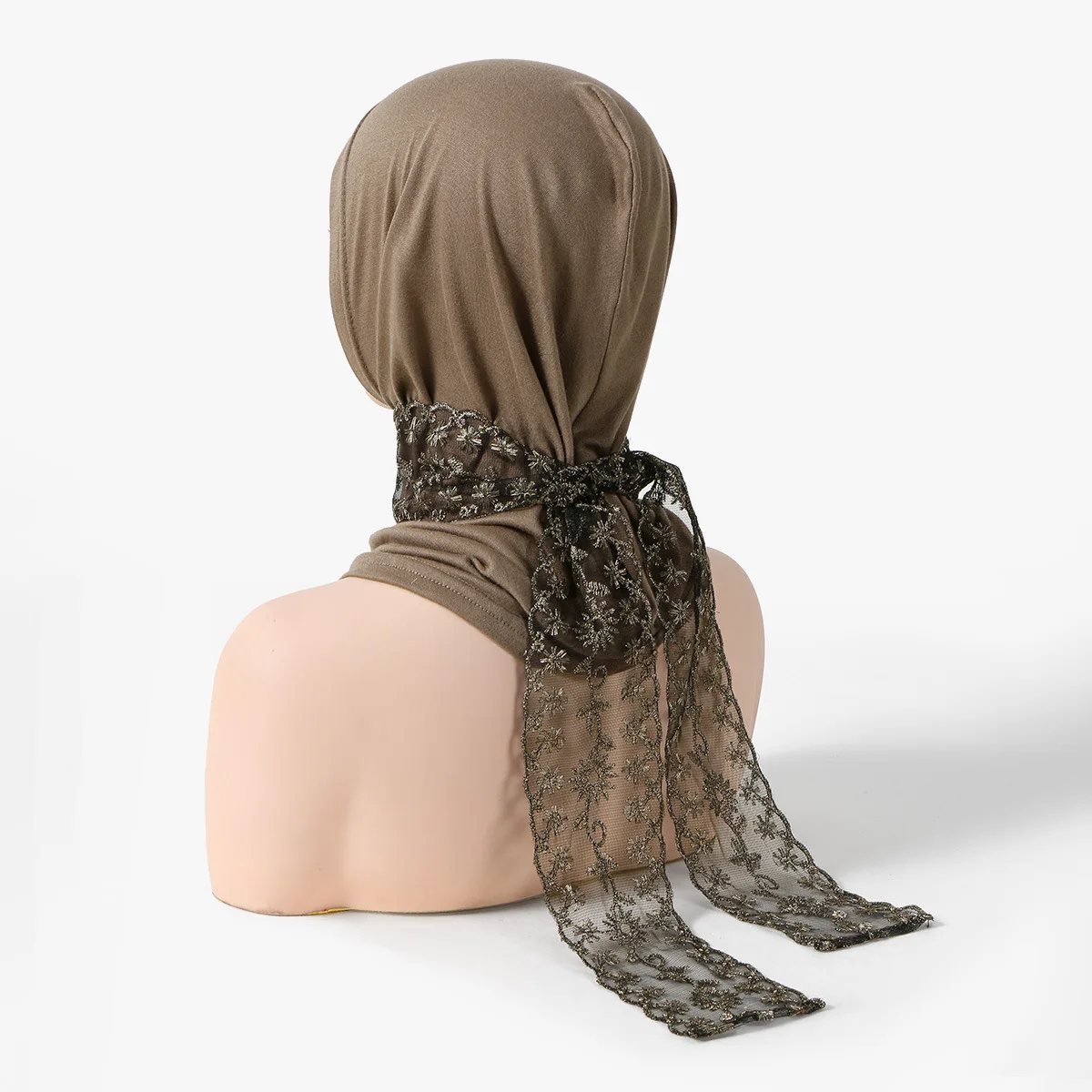 

Jersey Lace Strap Hat for Women Soft Amira Headscarf Muslim Hijab Instant Scarf Turban Bonnet Head Wrap Headband Nikab Niqab New