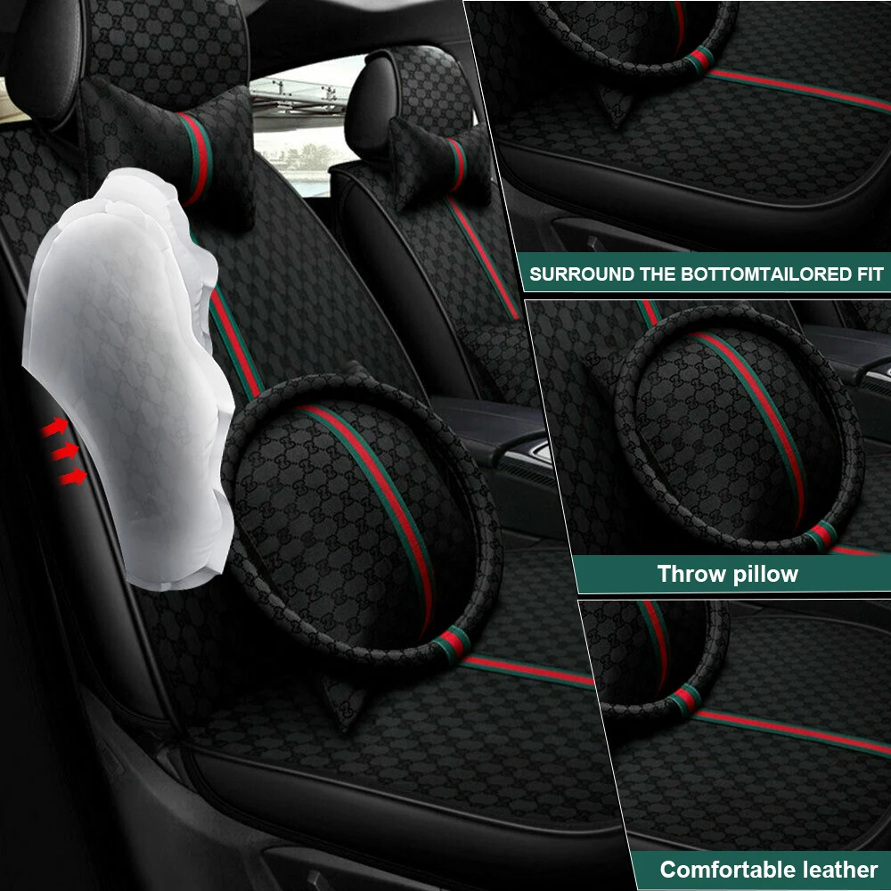 Universal Anti-scratch 5 Seats PU Leather Car Seat Cover Cushion Protection Cushion For Sedan SUV Pickup Truck Seat Four Seasons