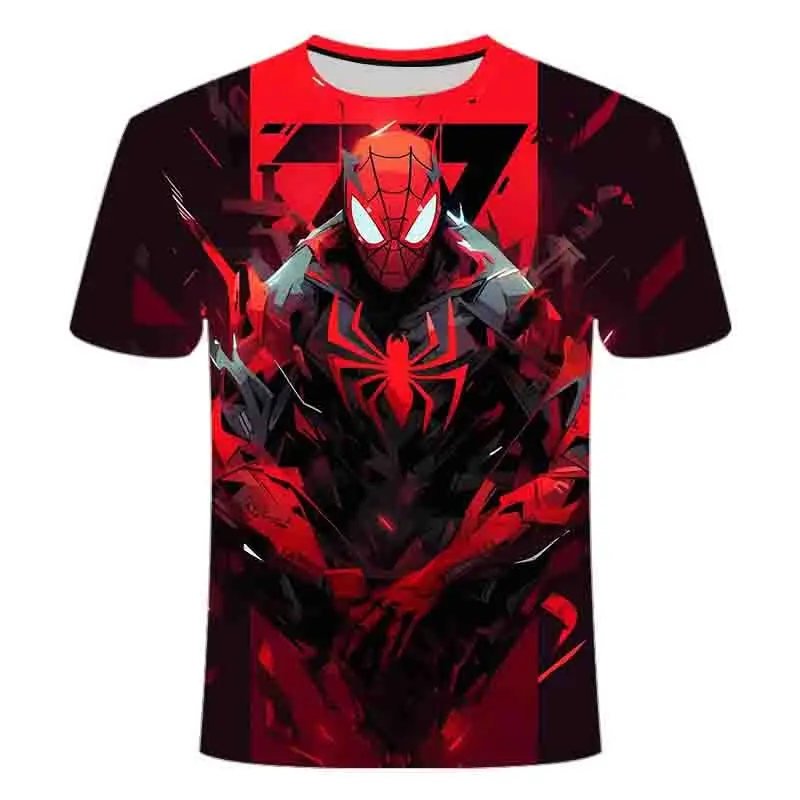 

Miniso Super Hero Spider-Man 3D Printed Hot Sell New Short Sleeve T-shirt Kids Sportswear Summer Boys Girls Round Neck Tees Top