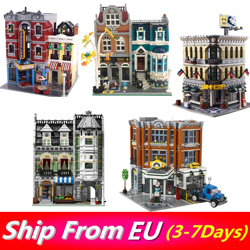 Street Views Models JJ001 MU4014 63336 Houses Building Toys Architecture Blocks Set for Children Friends Birthday Gifts Bricks