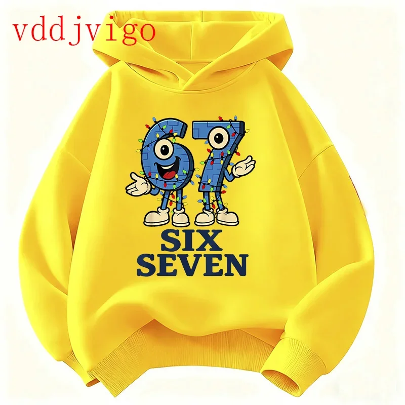 Vêtements de Noël : Sweat à capuche BrainRot 67 Six Sept, dessin animé, pour filles et garçons