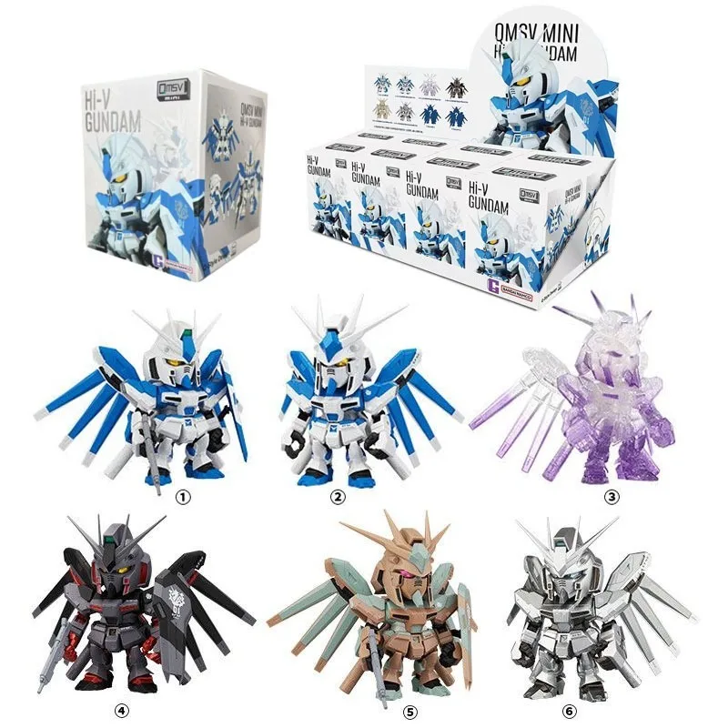 In Stock Original Bandai QMSV MINI Hi-ν Gundam RX-93-ν2 Mobile Suit Mini Figurine Blind Box Collectible Model Mecha Collectible