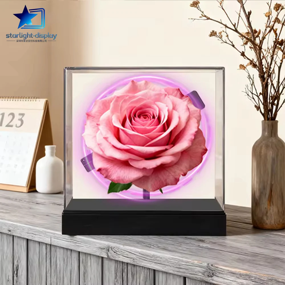 صندوق عرض إضاءة LED ثلاثي الأبعاد للإعلانات التجارية وديكور سطح المكتب وميزة تشغيل الفيديو والصور #6