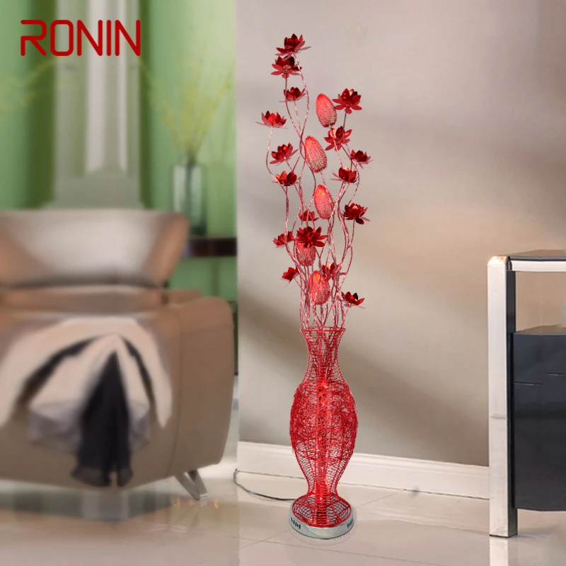 RONIN Nordic Flower Floor Lamp Modern Art Red  Living Room Sofa Bedroom Hotel LED Originality Decorative Standing Light