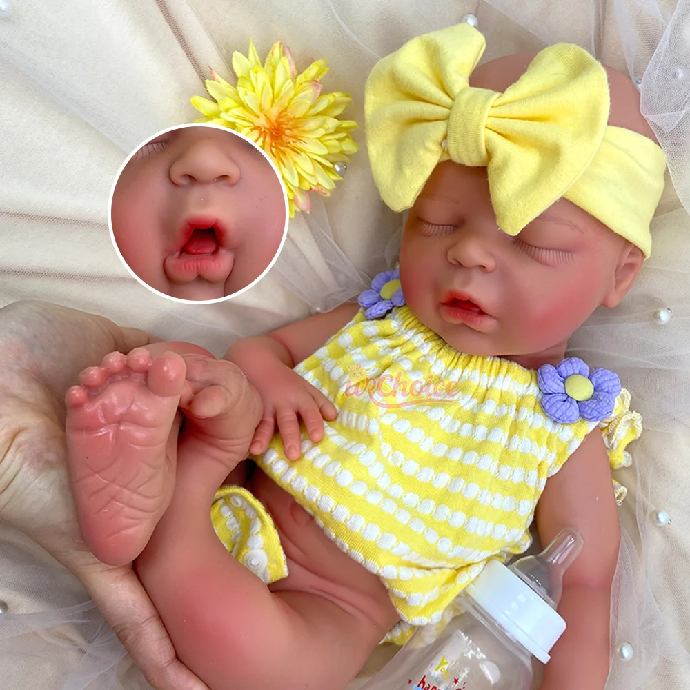 

Spain Artist 18Inch Silicone Reborn Baby Doll Girl 3D Painted Skin Lifelike Bebe Muñeca Realistic Sleeping Baby Collectors Model