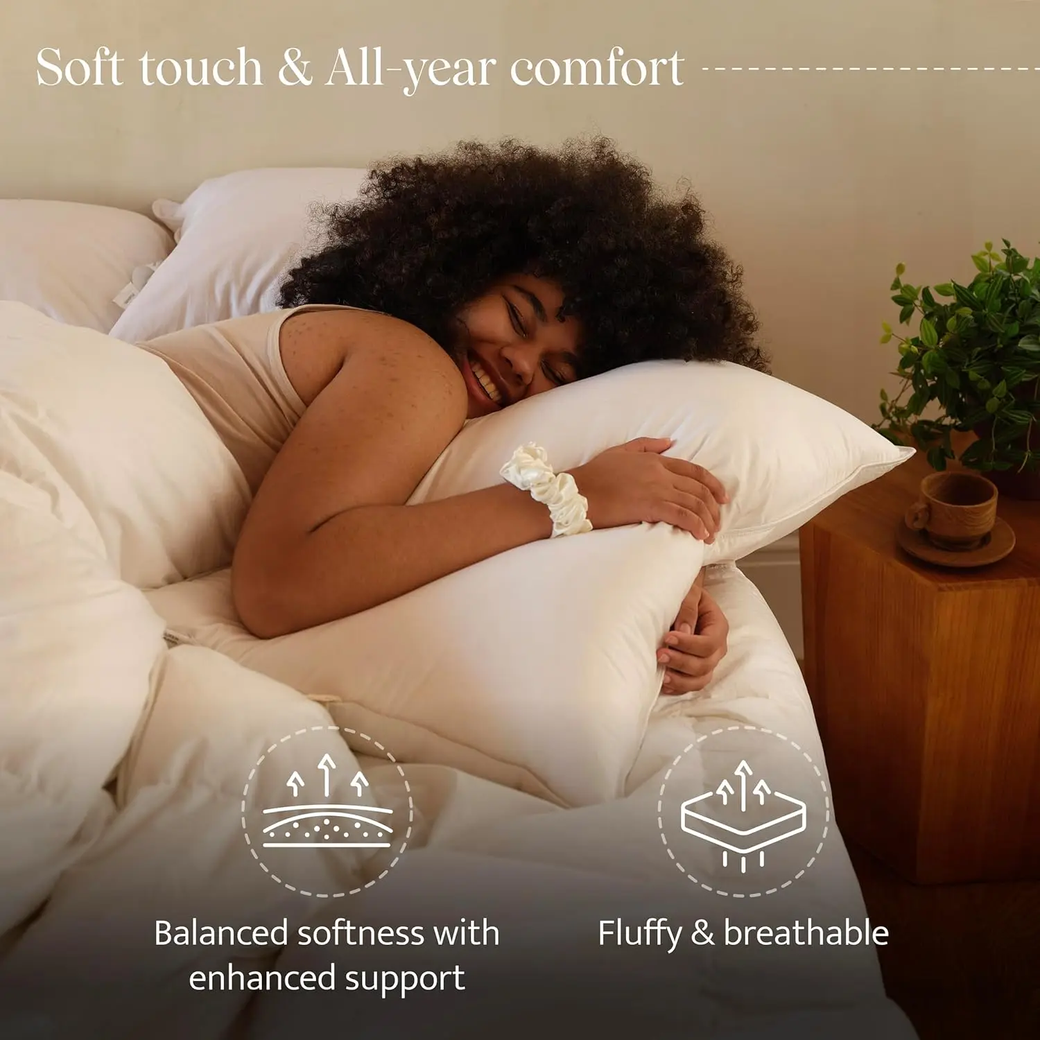 

3-Chamber White Bed Pillow for Sleeping, Sourced in America, Made in Canada, Luxury 400 Thread Count 100% Cotton Shell