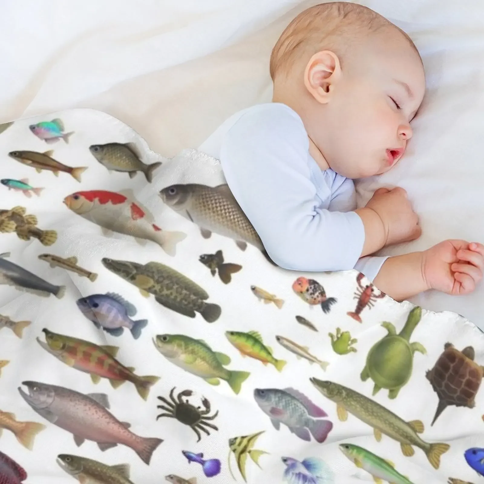 ALL FISH N STUFF Critterpedia رمي بطانية مرجحة تتحرك الشعر الفانيلا النسيج بطانية